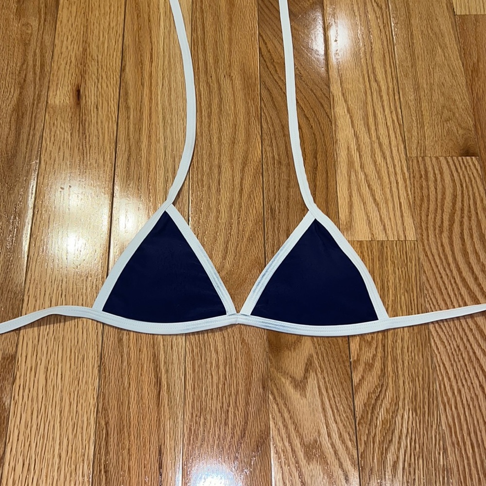 Zaful blue and white triangle bikini top
